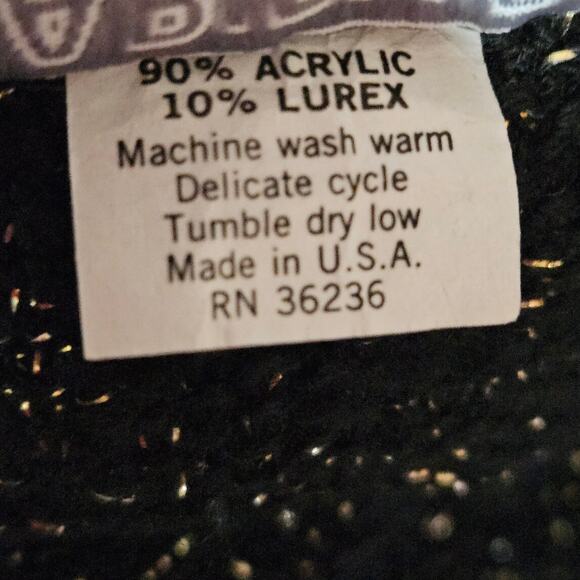 Vintage Black Metallic Knit Sweater Size Medium - Picture 4 of 4